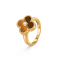 Van Cleef & Arpels Gold tiger's Eye Ring with Diamonds Vintage Alhambra