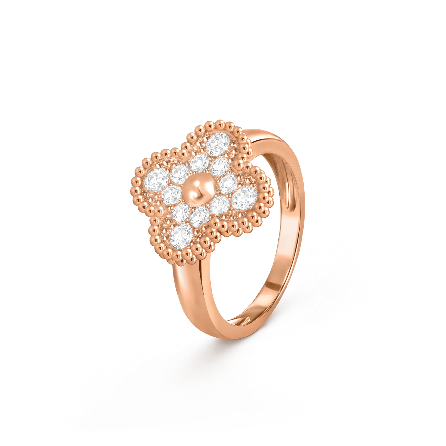 Van Cleef & Arpels rose gold ring Full of diamonds Vintage Alhambra