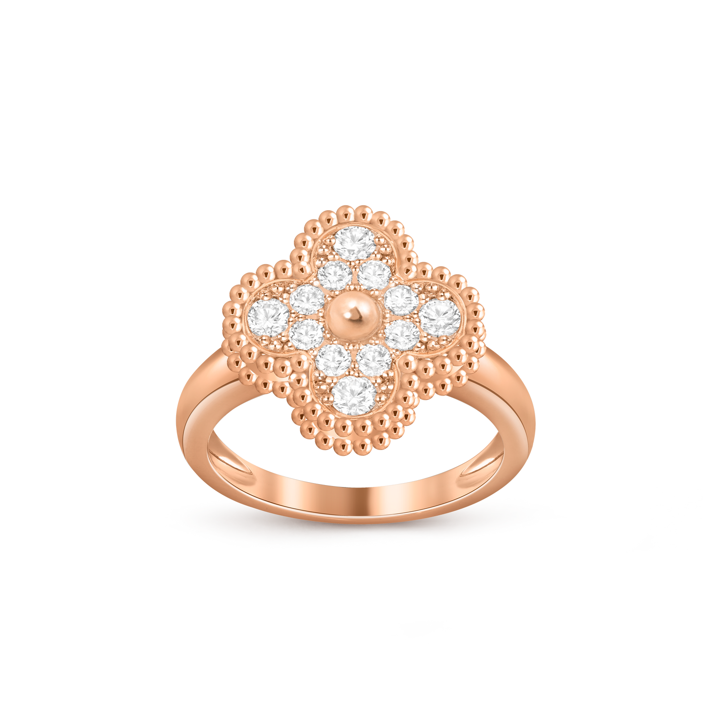 Van Cleef & Arpels rose gold ring Full of diamonds Vintage Alhambra