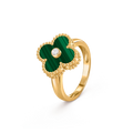 Van Cleef & Arpels gold malachite ring paired with diamond Vintage Alhambra