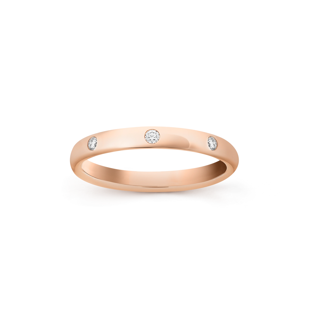 Van Cleef & Arpels rose gold wedding ring with 3 diamonds Tendrement Etoiles