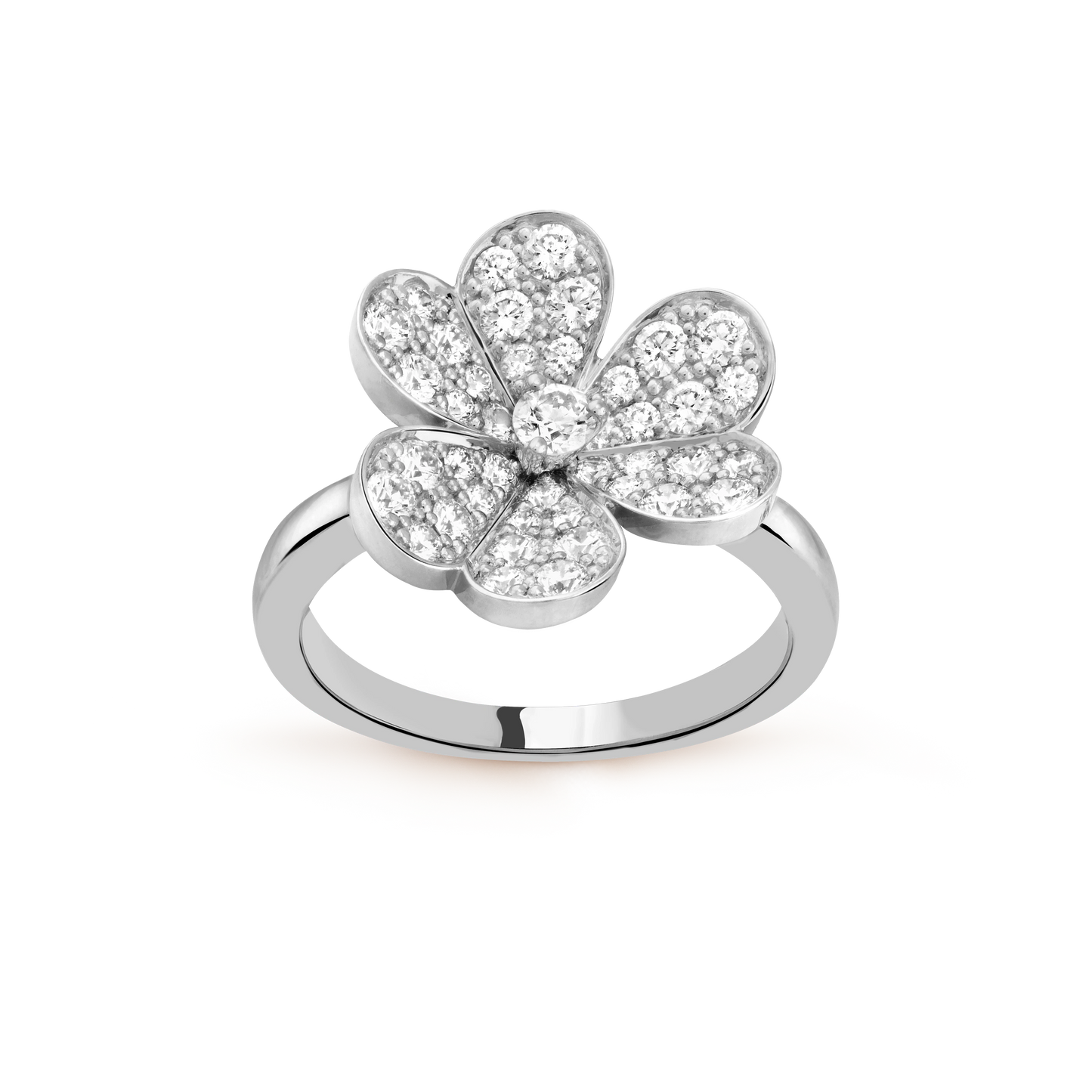 Van Cleef & Arpels platinum petal ring studded with diamonds Frivole