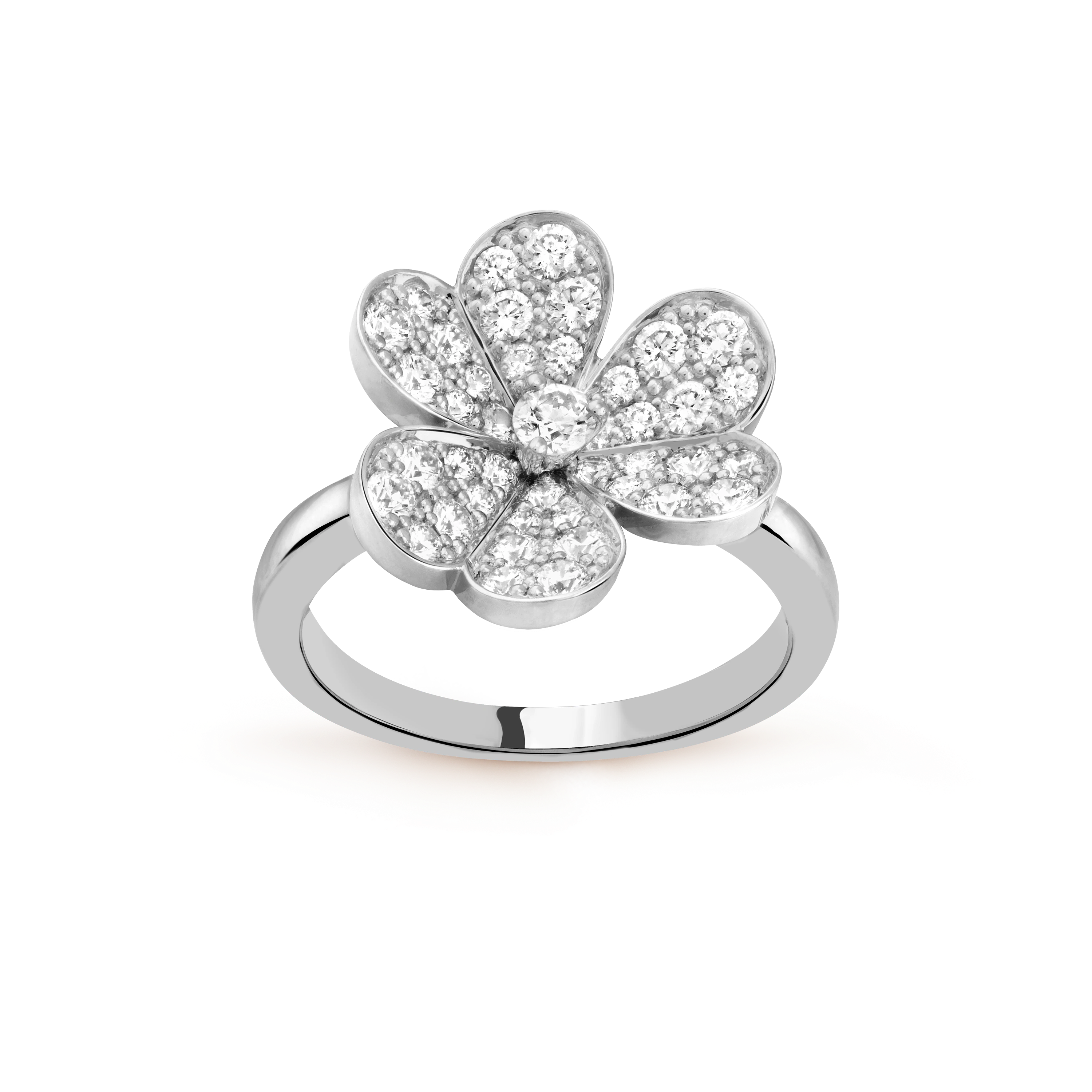 Van Cleef & Arpels platinum petal ring studded with diamonds Frivole