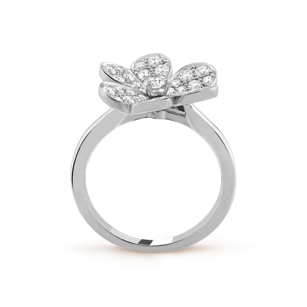 Van Cleef & Arpels platinum petal ring studded with diamonds Frivole