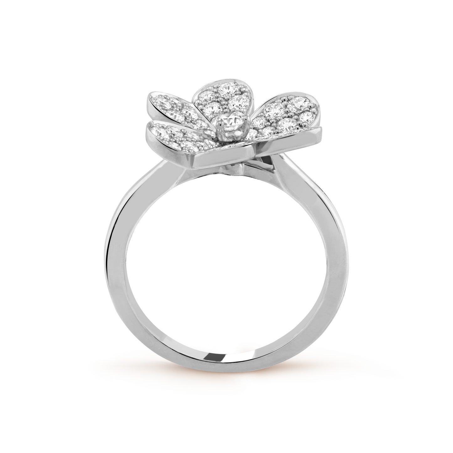 Van Cleef & Arpels platinum petal ring studded with diamonds Frivole
