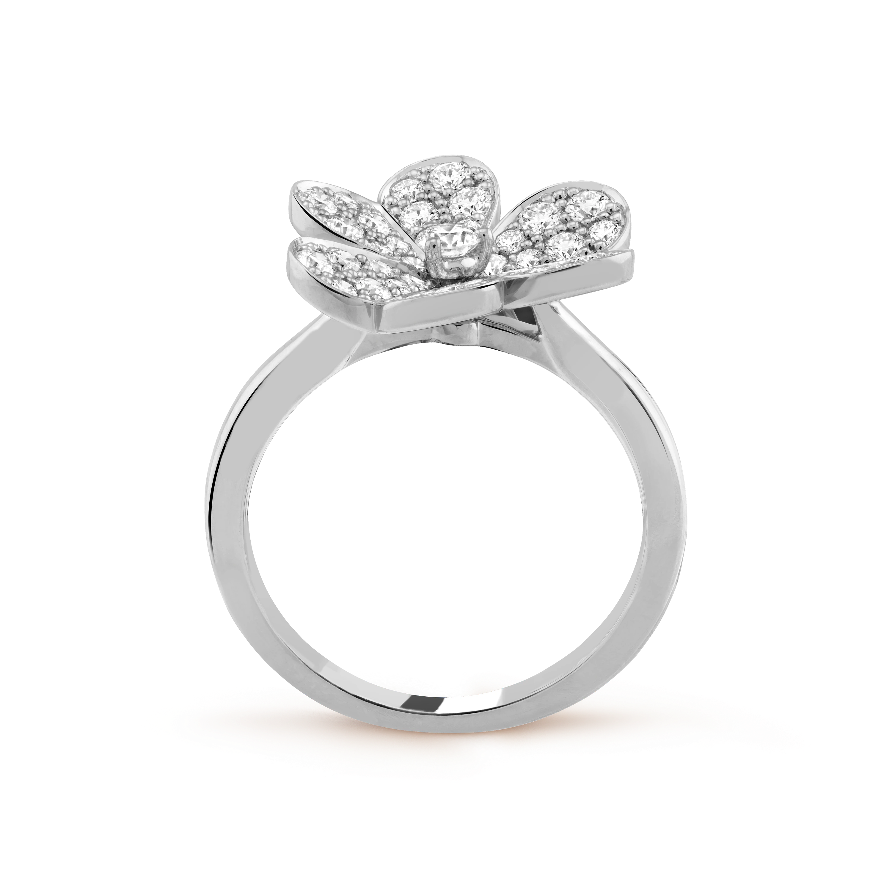 Van Cleef & Arpels platinum petal ring studded with diamonds Frivole
