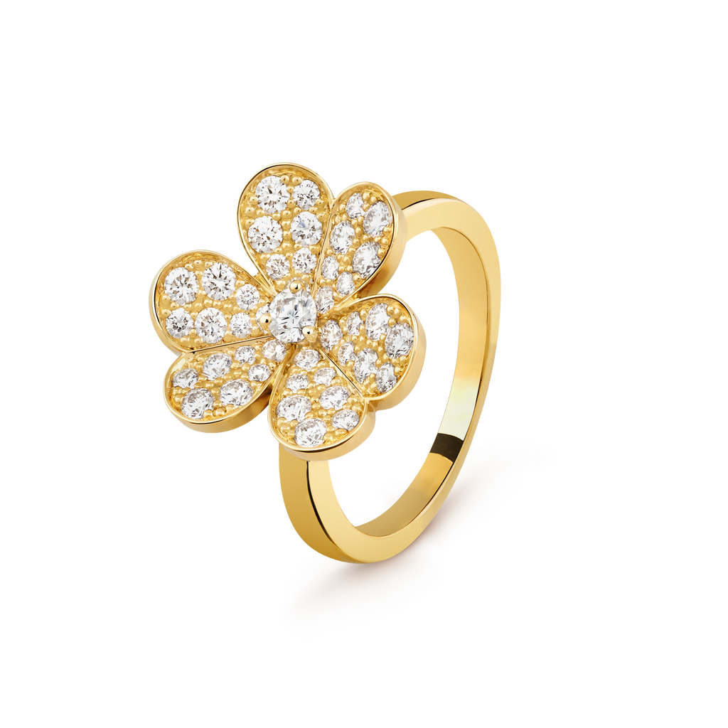 Van Cleef & Arpels gold petal ring studded with diamonds Frivole
