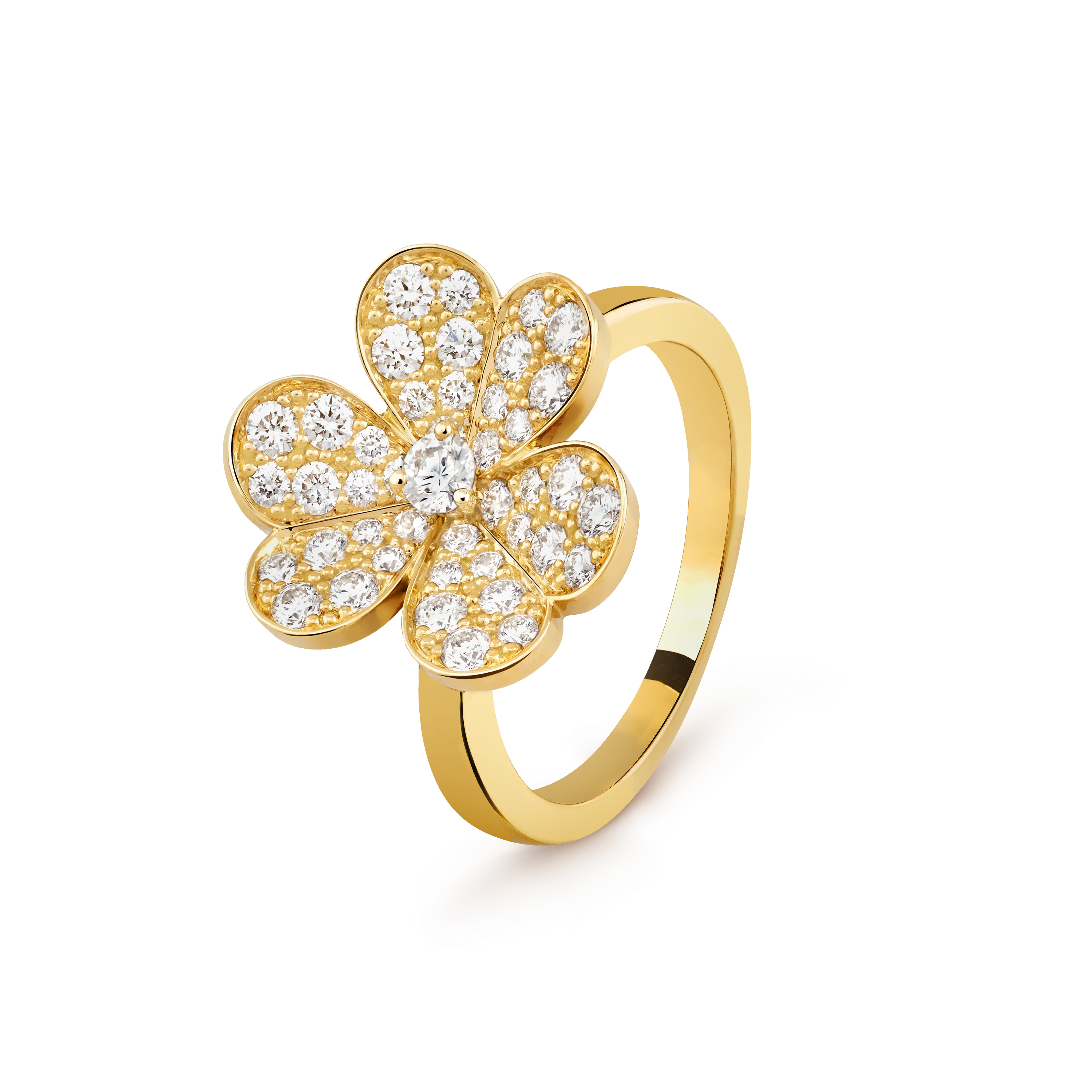 Van Cleef & Arpels gold petal ring studded with diamonds Frivole