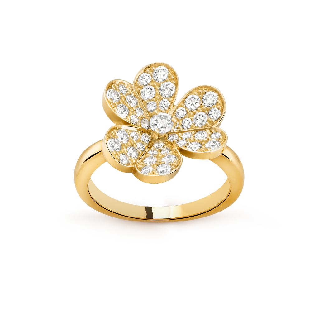 Van Cleef & Arpels gold petal ring studded with diamonds Frivole