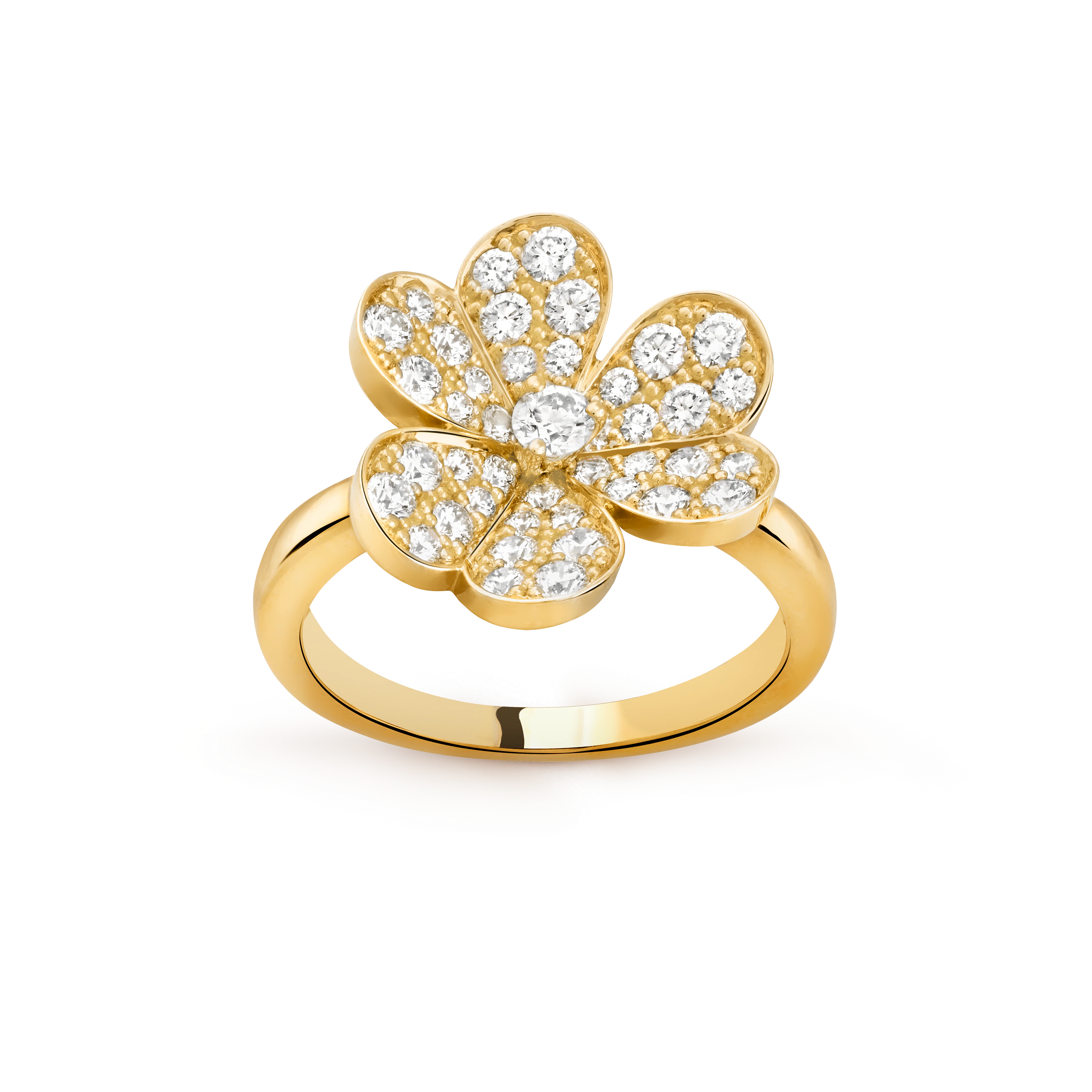 Van Cleef & Arpels gold petal ring studded with diamonds Frivole