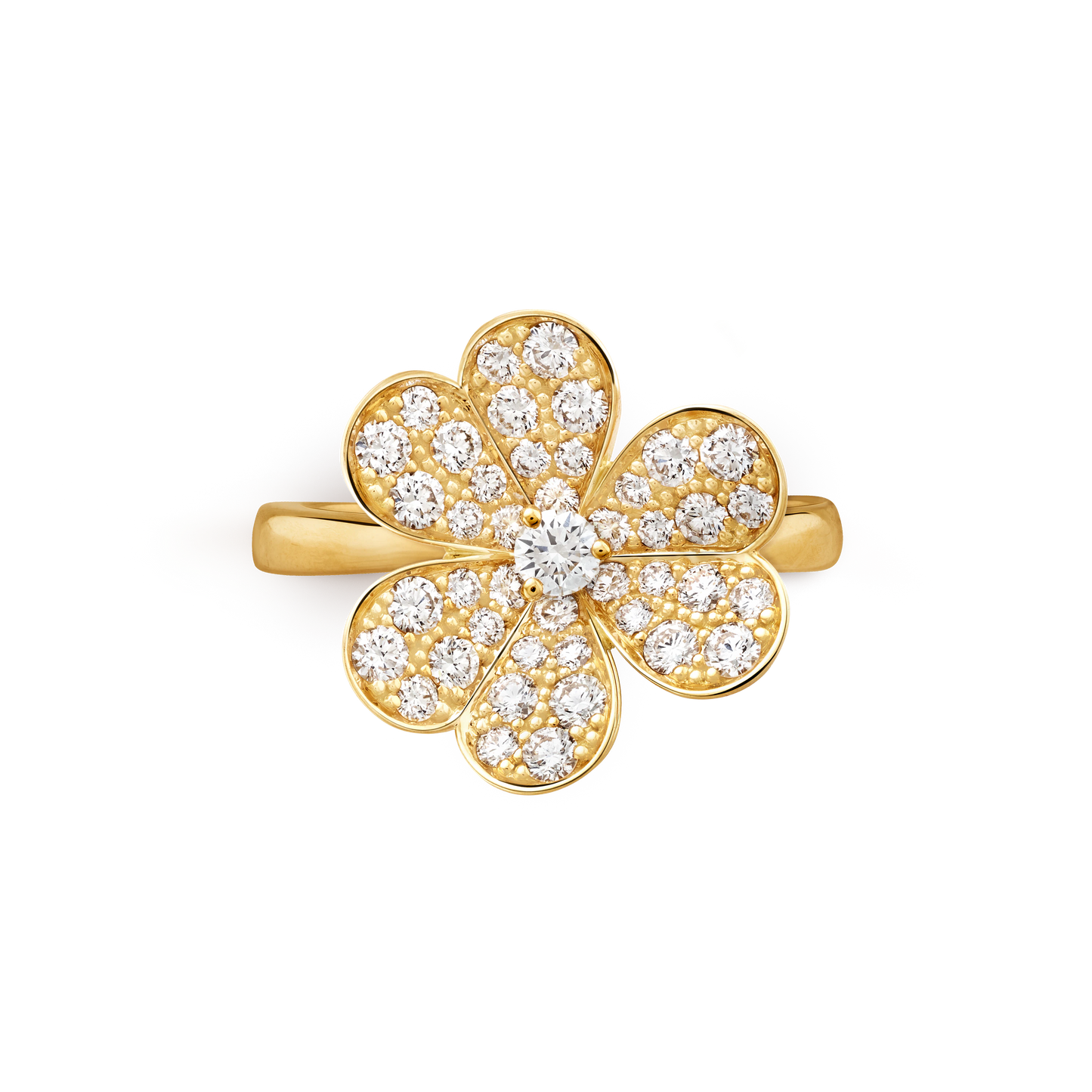 Van Cleef & Arpels gold petal ring studded with diamonds Frivole