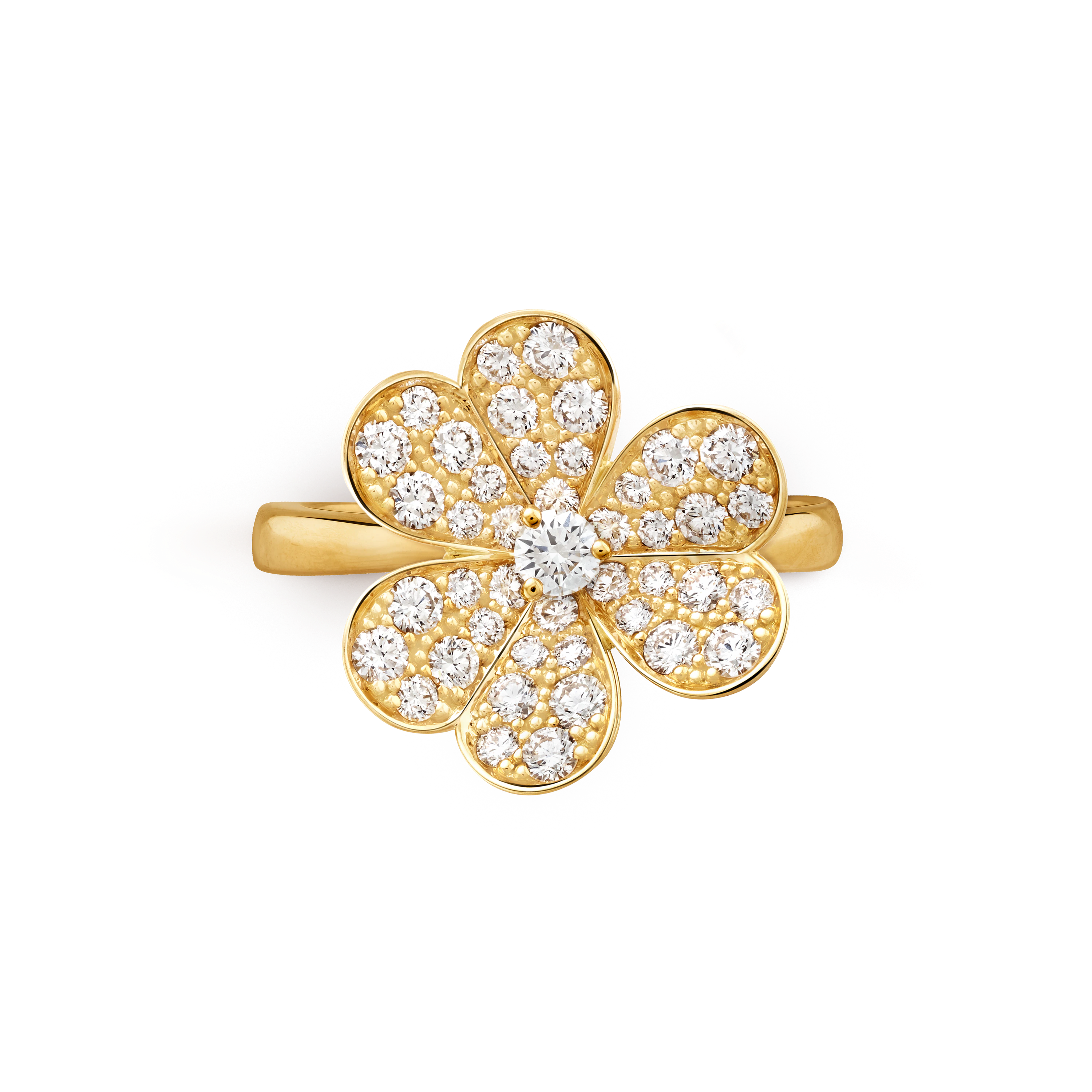 Van Cleef & Arpels gold petal ring studded with diamonds Frivole