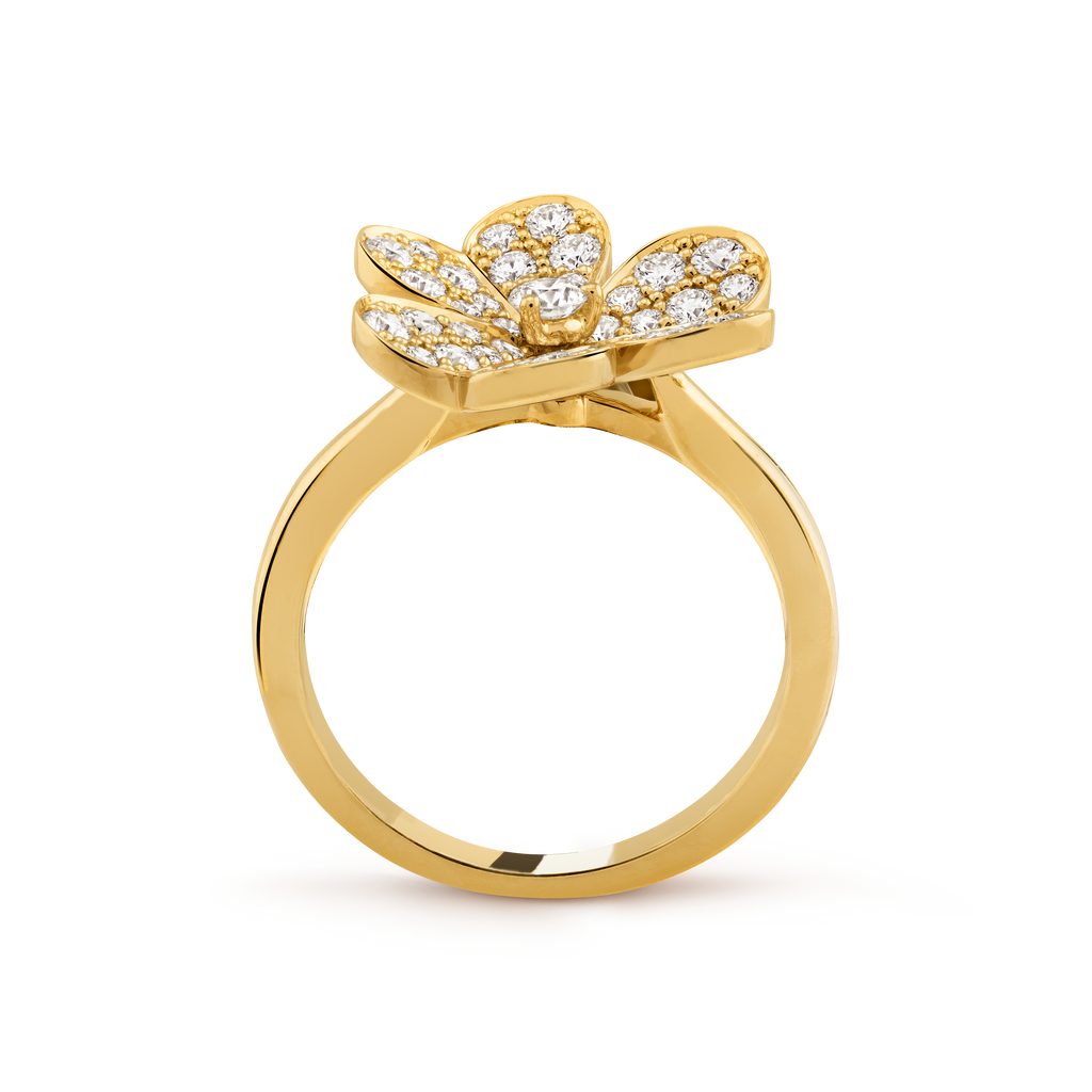 Van Cleef & Arpels gold petal ring studded with diamonds Frivole