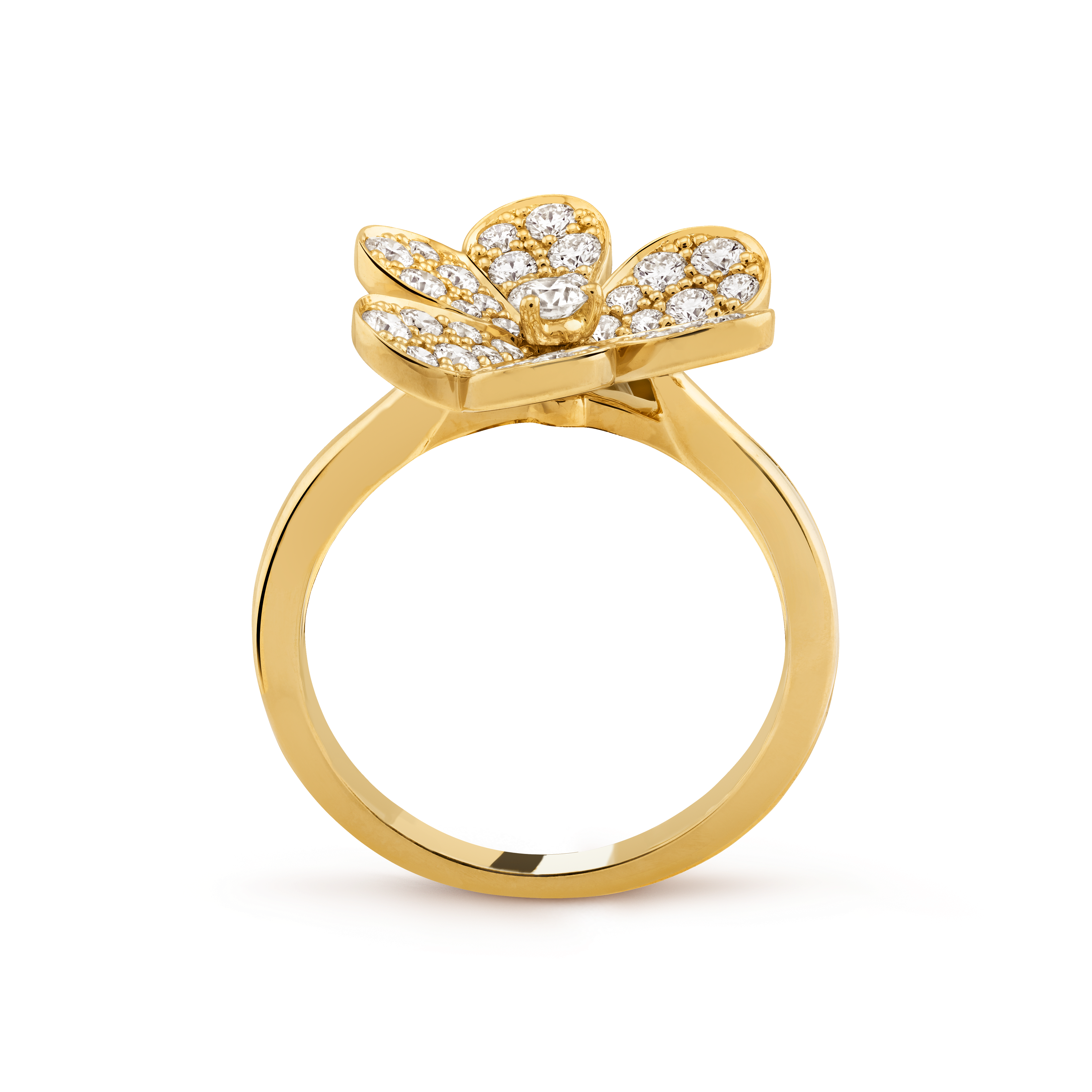 Van Cleef & Arpels gold petal ring studded with diamonds Frivole