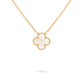 Van Cleef & Arpels Gold Pearl Mother-of-Pearl Four-Leaf Clover Pendant Vintage Alhambra