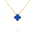 Van Cleef & Arpels Gold Blue Agate Four-Leaf Clover Pendant Vintage Alhambra