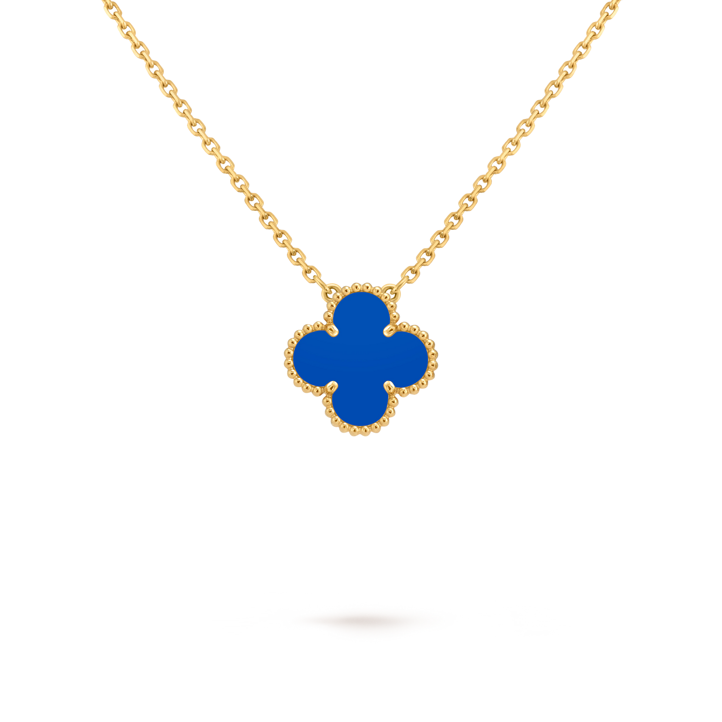 Van Cleef & Arpels Gold Blue Agate Four-Leaf Clover Pendant Vintage Alhambra