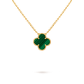 Van Cleef & Arpels Gold Four-leaf Clover Pendant Malachite Necklace Vintage Alhambra