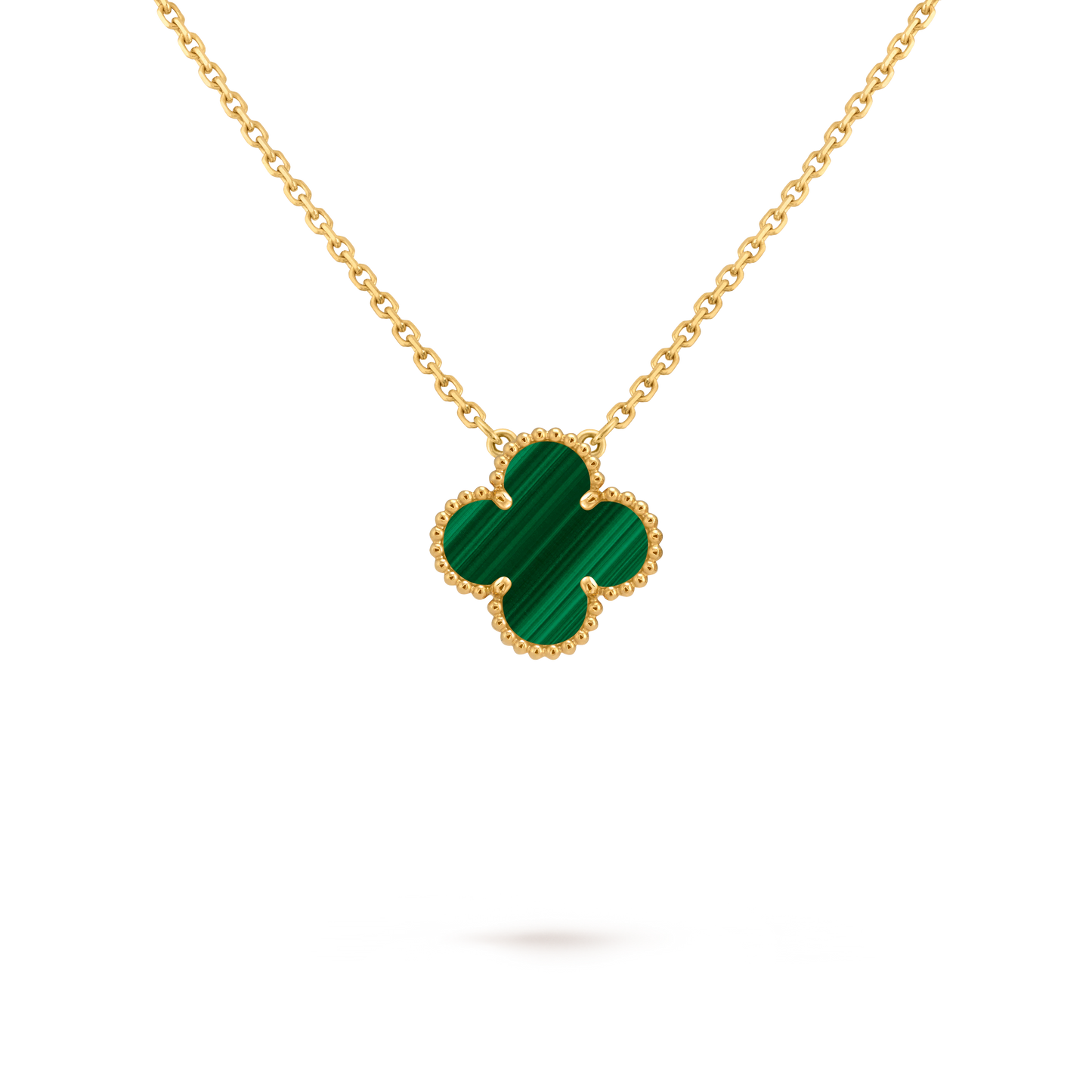 Van Cleef & Arpels Gold Four-leaf Clover Pendant Malachite Necklace Vintage Alhambra
