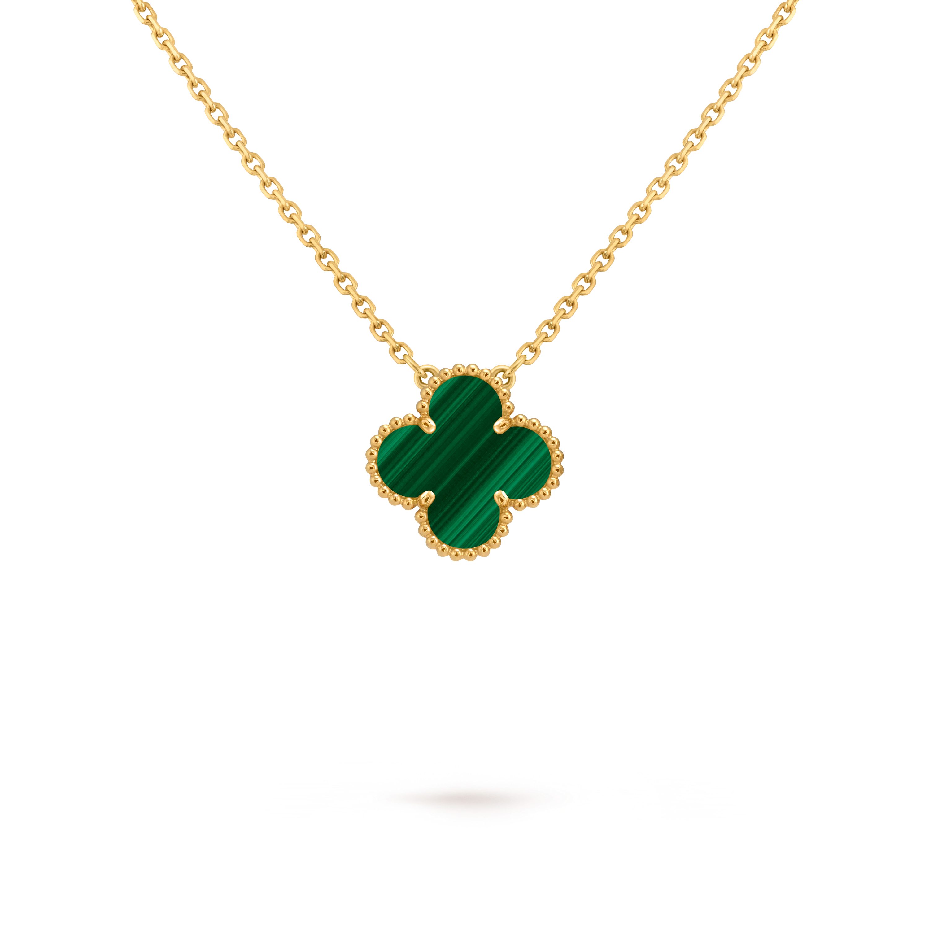 Van Cleef & Arpels Gold Four-leaf Clover Pendant Malachite Necklace Vintage Alhambra