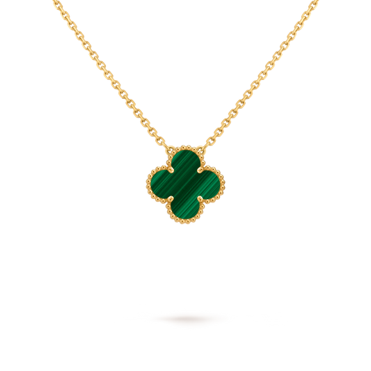 Van Cleef & Arpels Gold Four-leaf Clover Pendant Malachite Necklace Vintage Alhambra