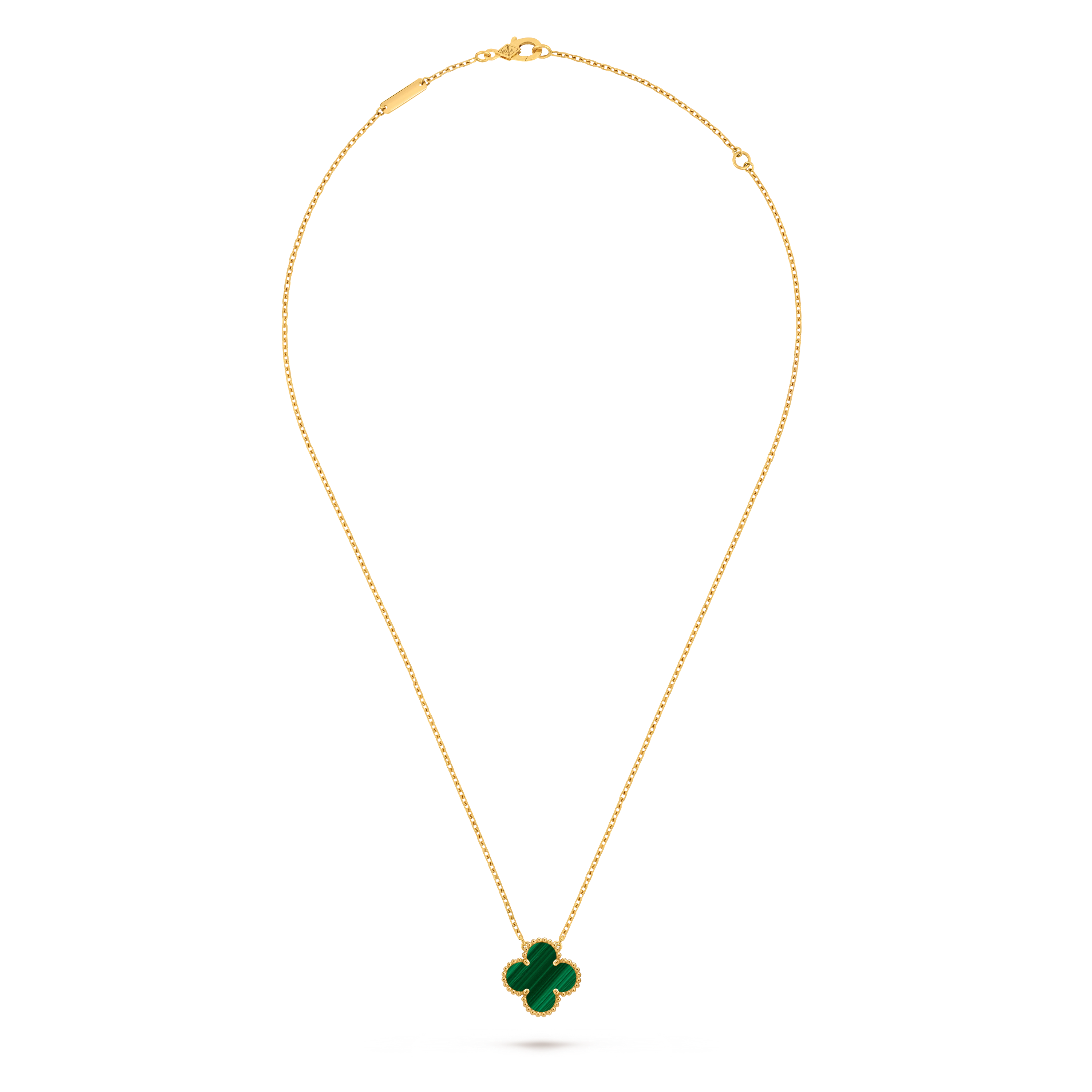 Van Cleef & Arpels Gold Four-leaf Clover Pendant Malachite Necklace Vintage Alhambra
