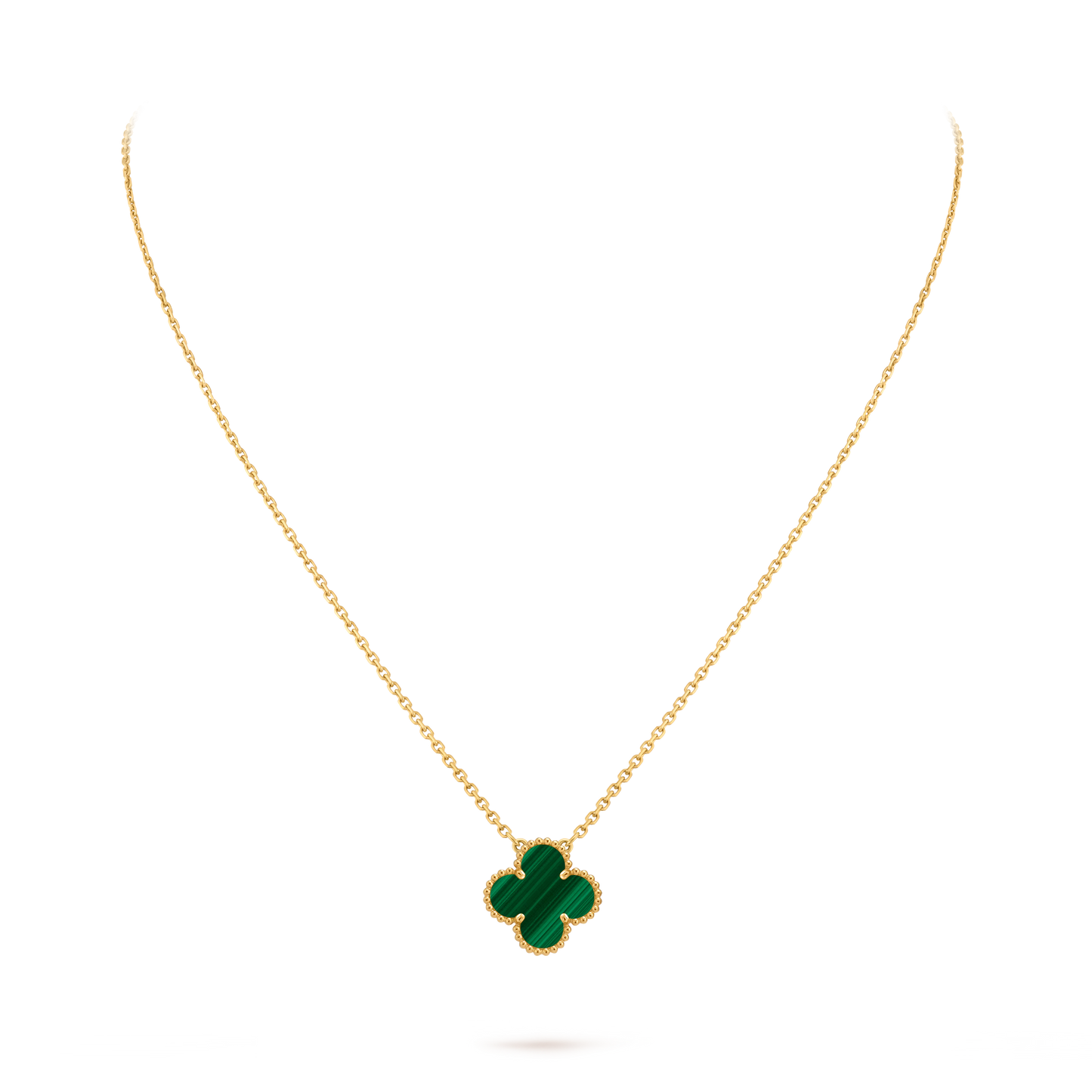 Van Cleef & Arpels Gold Four-leaf Clover Pendant Malachite Necklace Vintage Alhambra