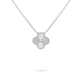 Van Cleef & Arpels Platinum Four-Leaf Clover Laser Pendant Necklace Vintage Alhambra