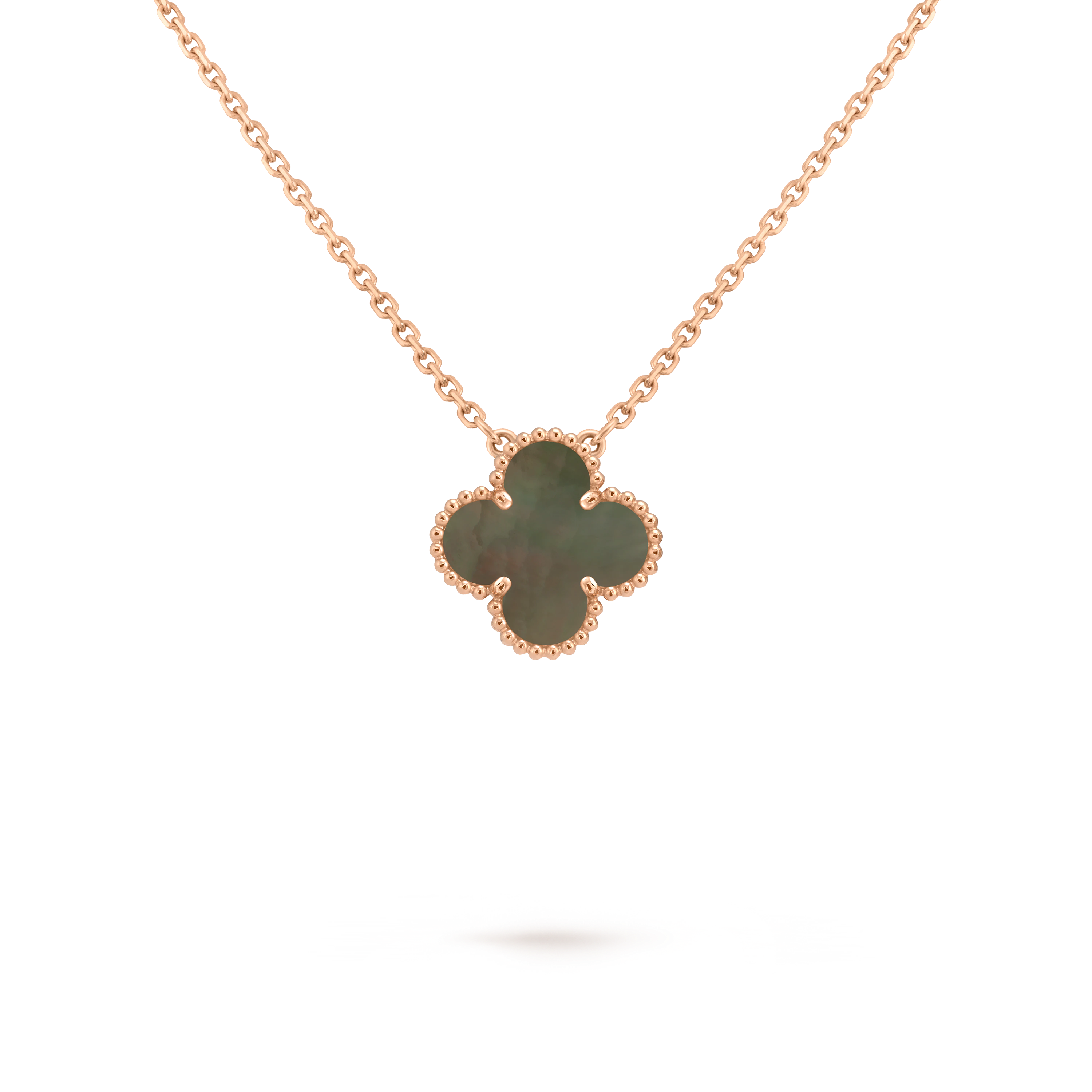 Van Cleef & Arpels rose Gold necklace Four-leaf Clover Pearl Mother-of-pearl Pendant Vintage Alhambra