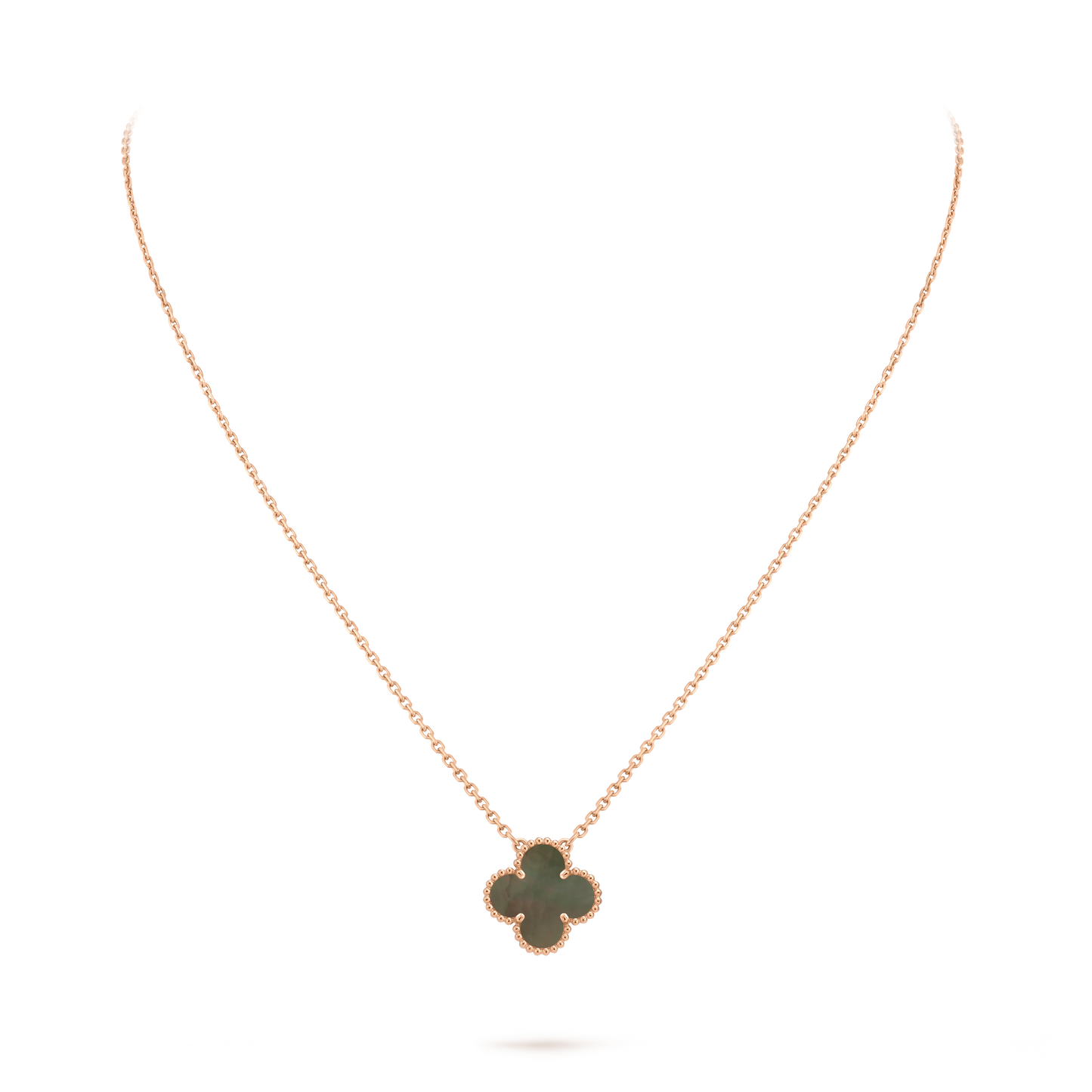 Van Cleef & Arpels rose Gold necklace Four-leaf Clover Pearl Mother-of-pearl Pendant Vintage Alhambra