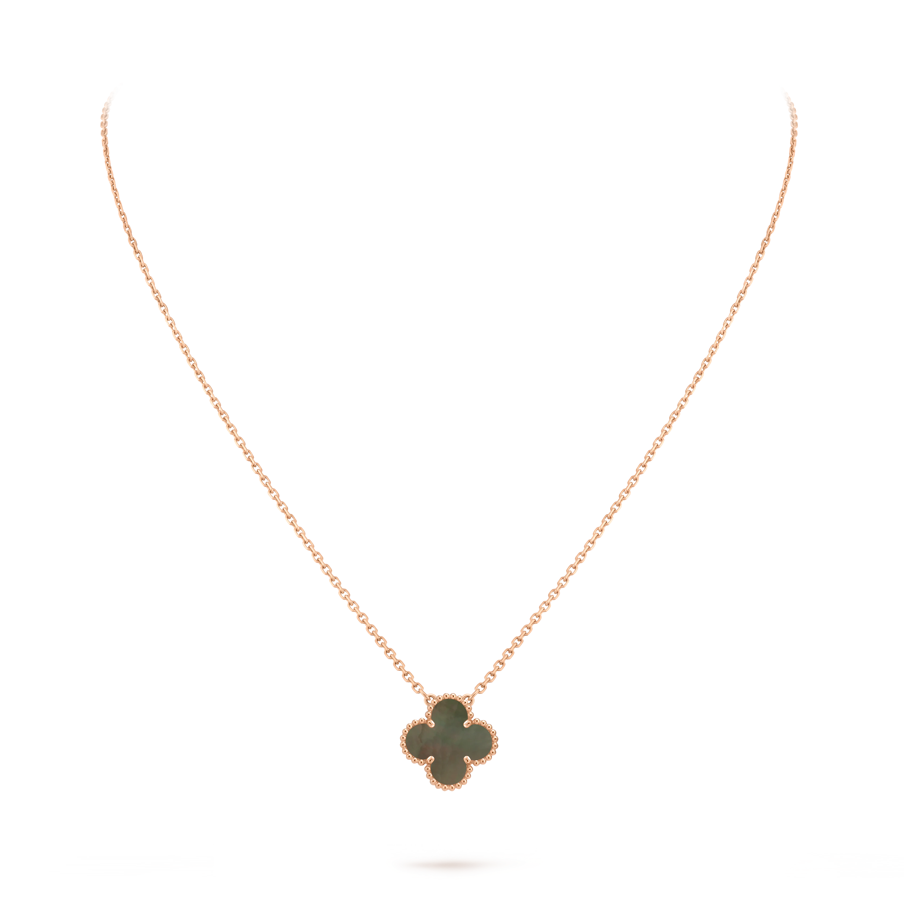 Van Cleef & Arpels rose Gold necklace Four-leaf Clover Pearl Mother-of-pearl Pendant Vintage Alhambra