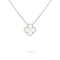 Van Cleef & Arpels White Gold Pearl Mother-of-Pearl Four-Leaf Clover Pendant Vintage Alhambra