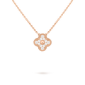 Van Cleef & Arpels Four-leaf Clover Full Diamond Pendant rose Gold Necklace Vintage Alhambra