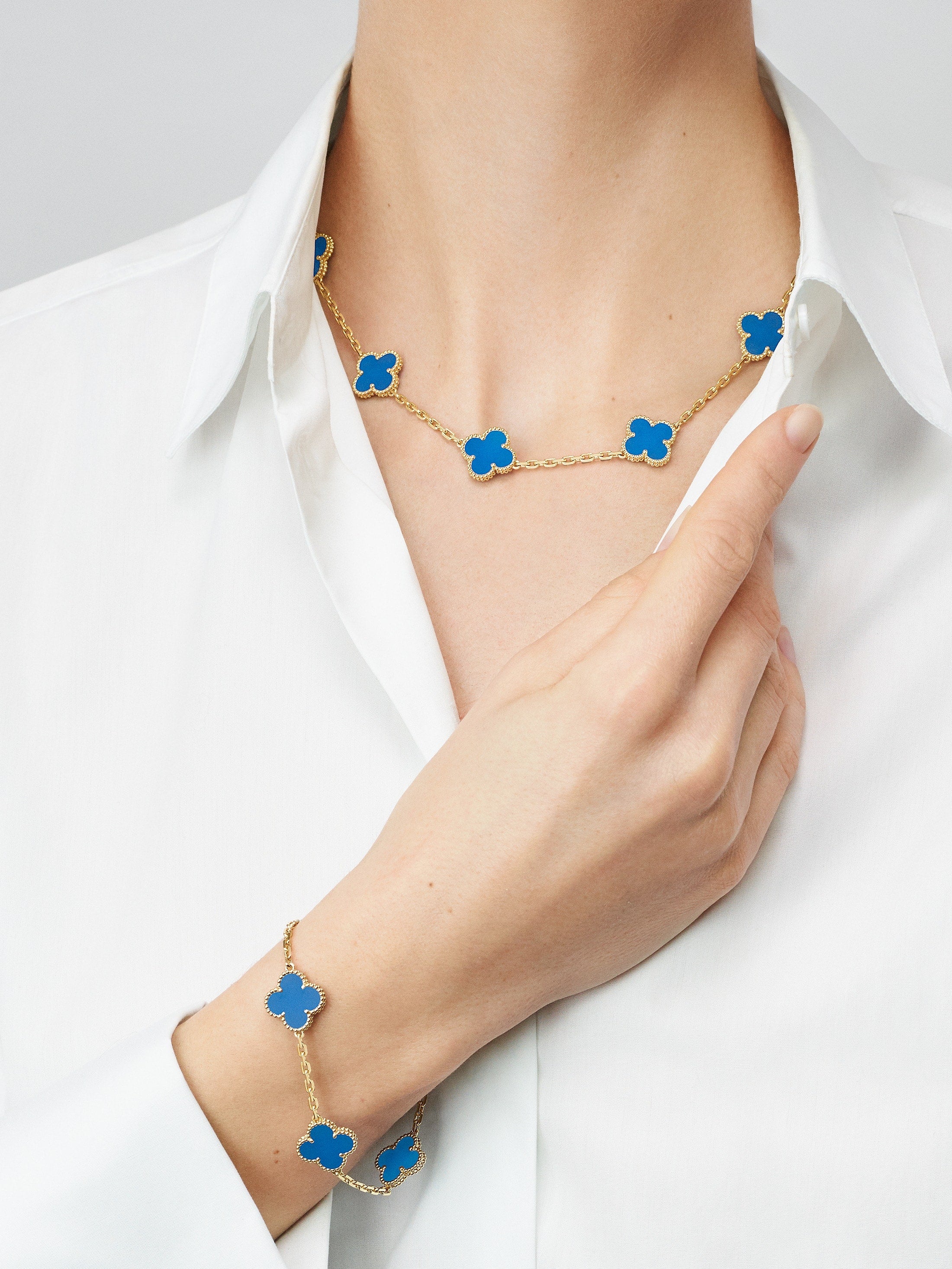 VCA Azure Alhambra - Blue Agate Statement Bracelet