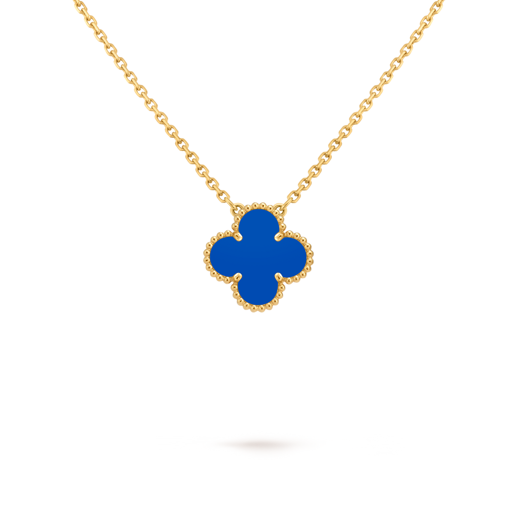Adjustable length chain blue agate pendant luxury rose gold high-end VCA necklace