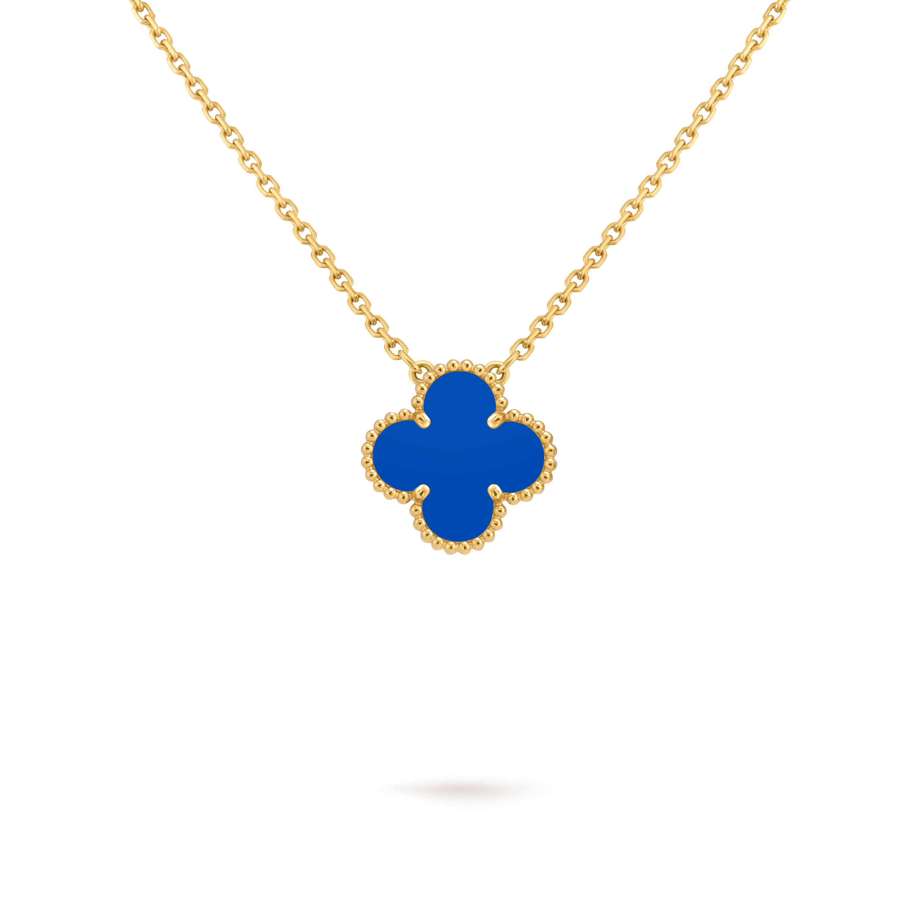 Adjustable length chain blue agate pendant luxury rose gold high-end VCA necklace