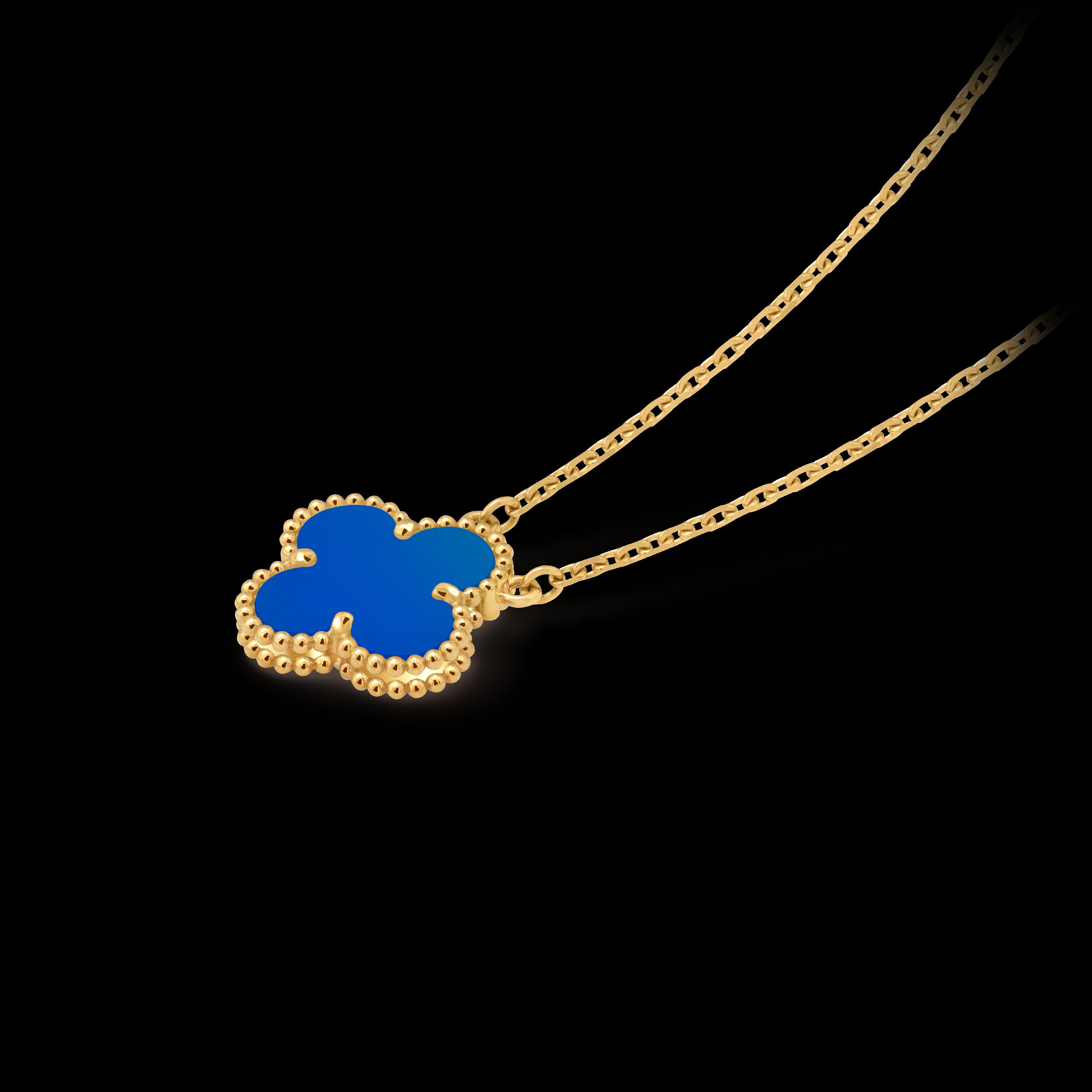Adjustable length chain blue agate pendant luxury rose gold high-end VCA necklace