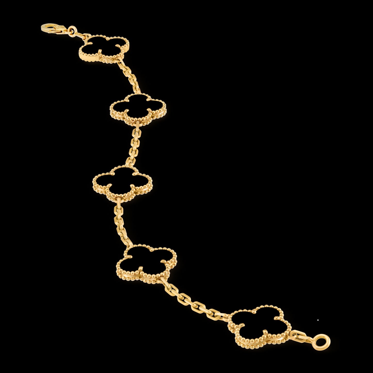 VCA Four-leaf Clover 5-flower bracelet in gold with black mother-of-pearl