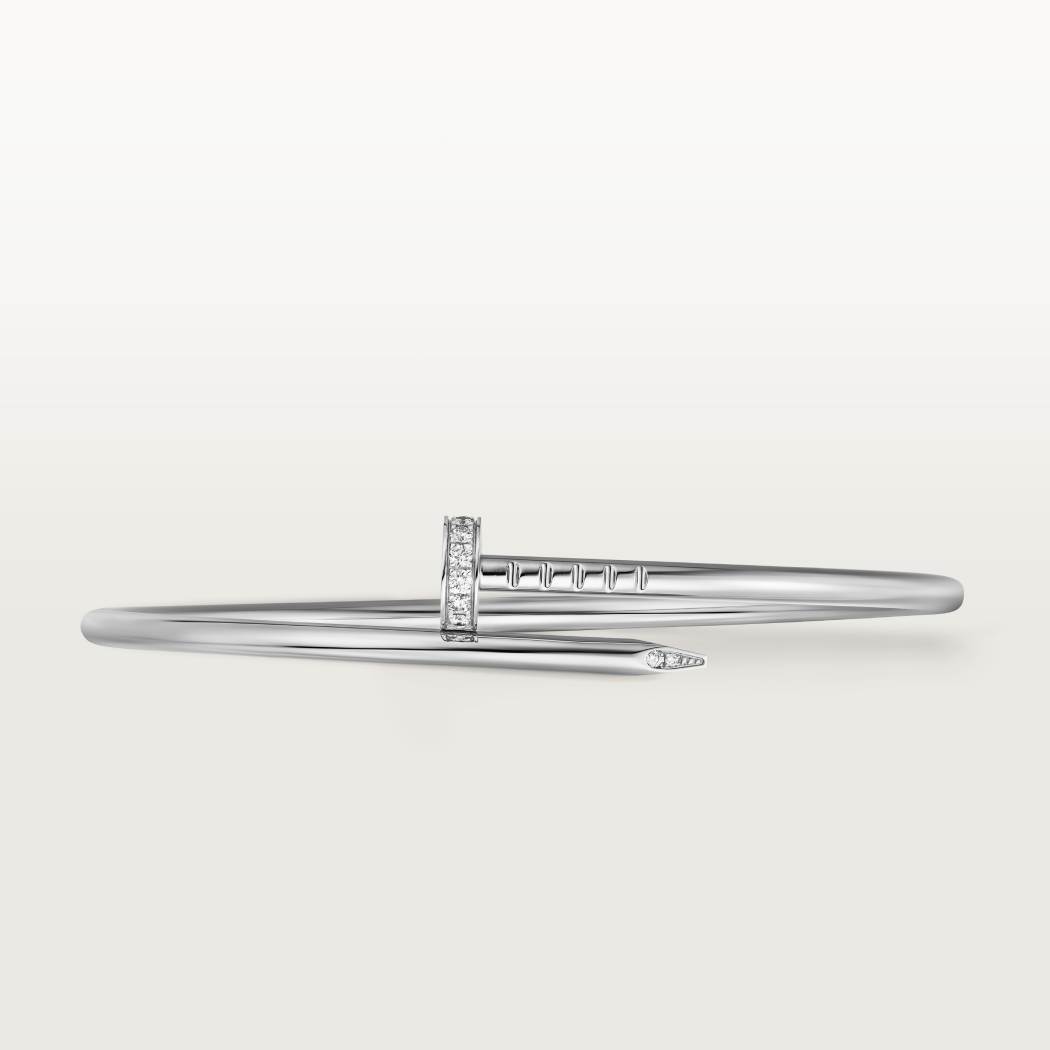 Cartier 18K white gold small nail bracelet with inverted diamonds