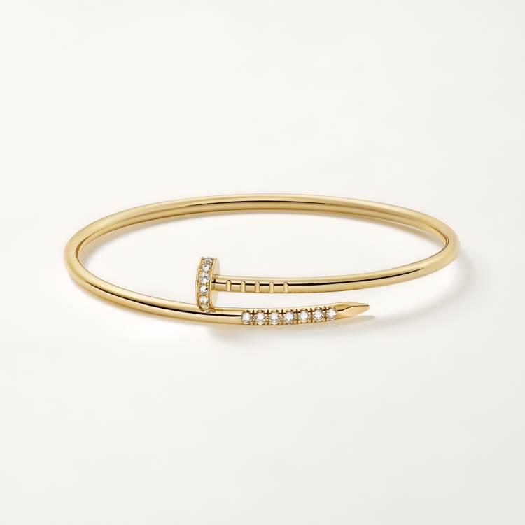 Cartier small 18K gold nail bracelet with diamonds on both sides