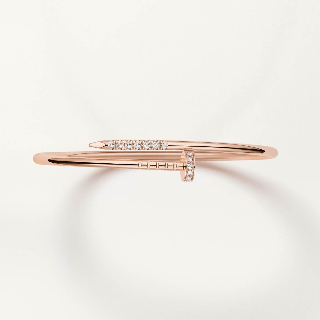 Cartier small nail bracelet rose gold with diamonds on both sides