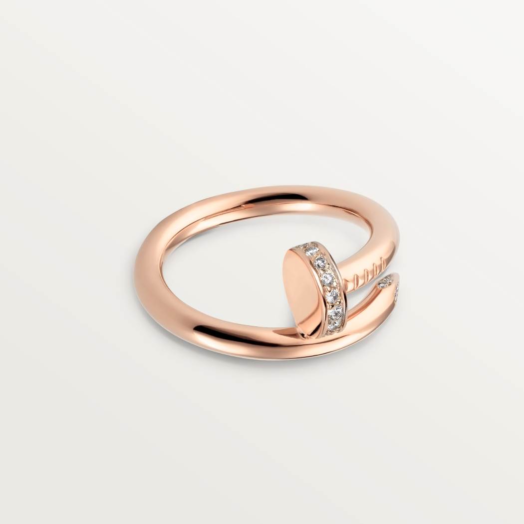 Cartier 18K rose gold nail ring with diamonds is available all sizes