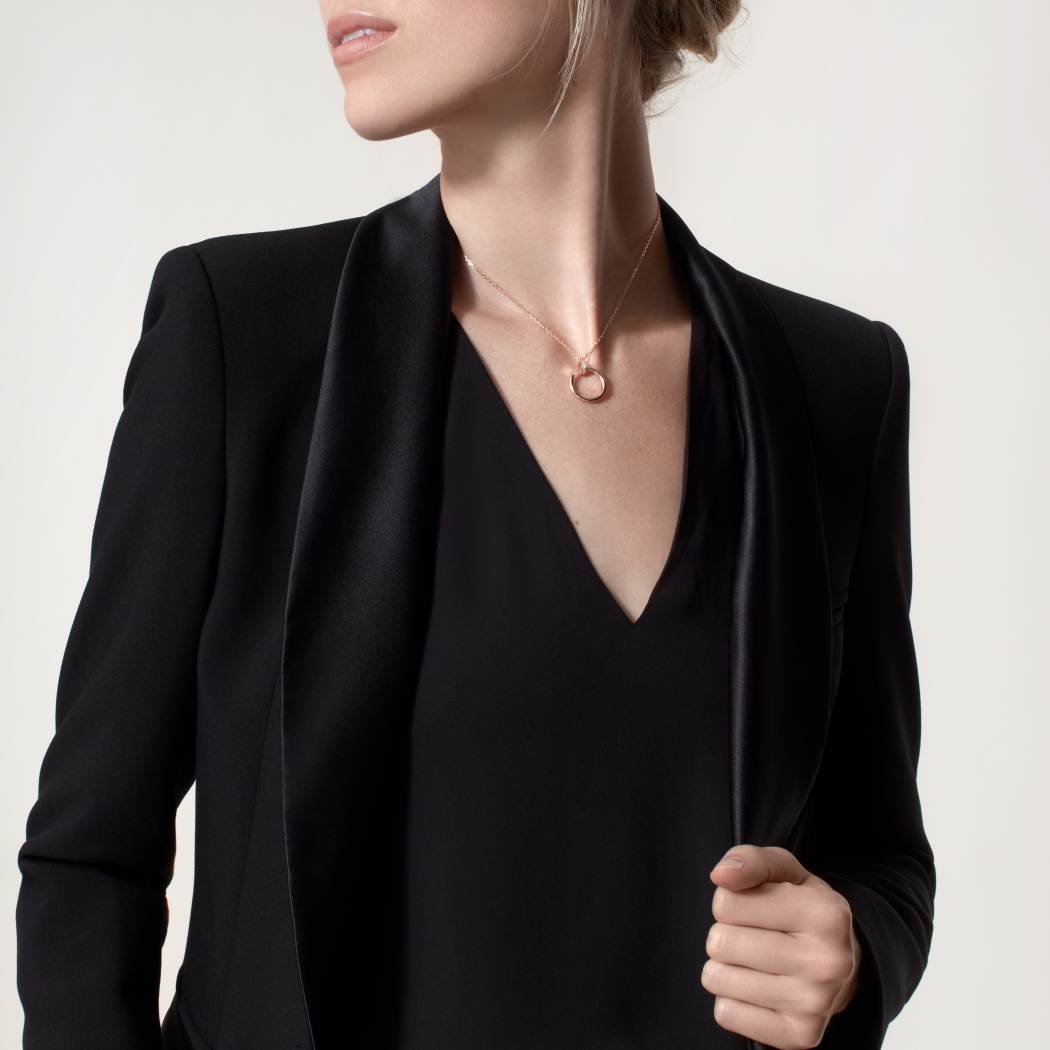 Cartier 18K rose gold nail pendant paired with a little diamond necklace JUSTE UN CLOU