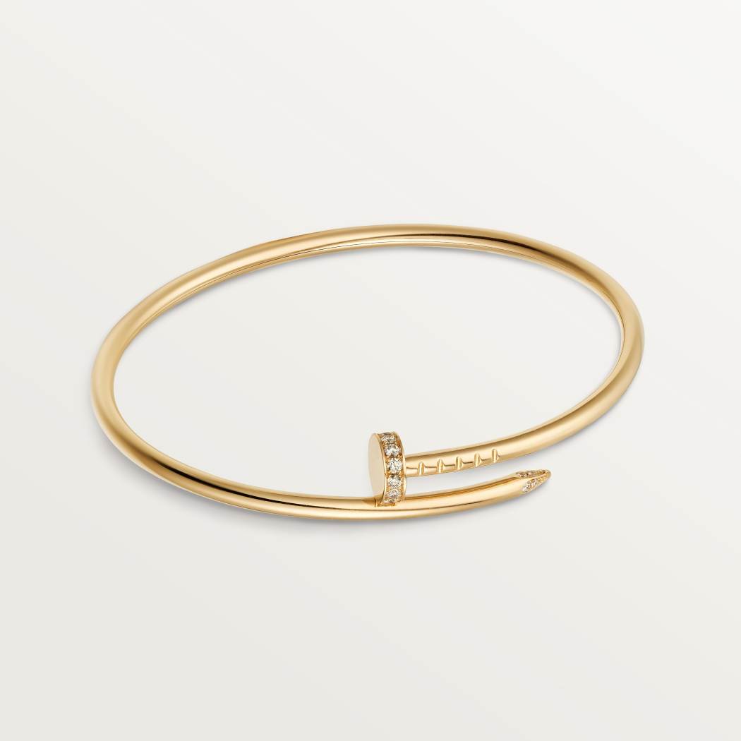 Cartier 18K gold small nail bracelet with inverted diamonds