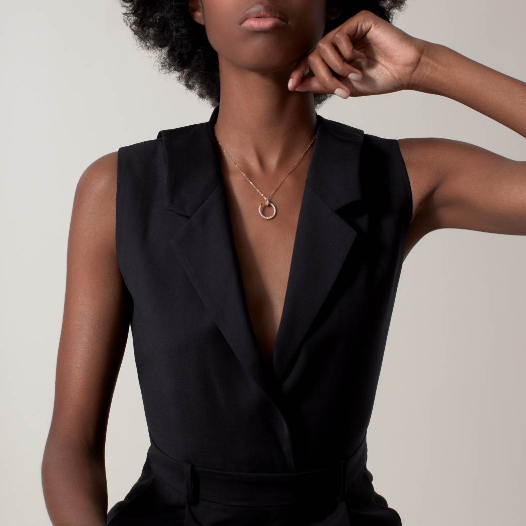 Cartier 18K rose gold nail pendant paired with full of diamonds necklace JUSTE UN CLOU