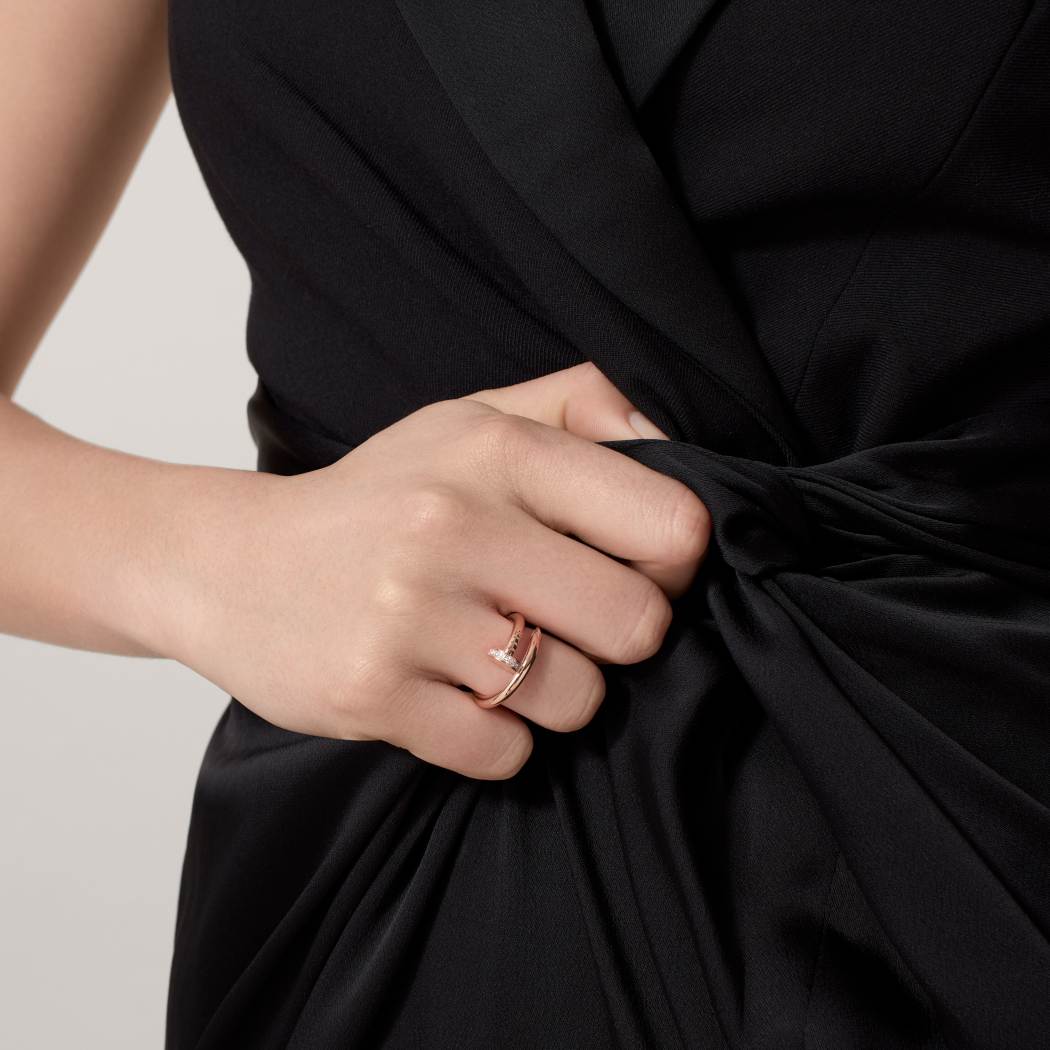 Cartier 18K rose gold nail ring with diamonds is available all sizes