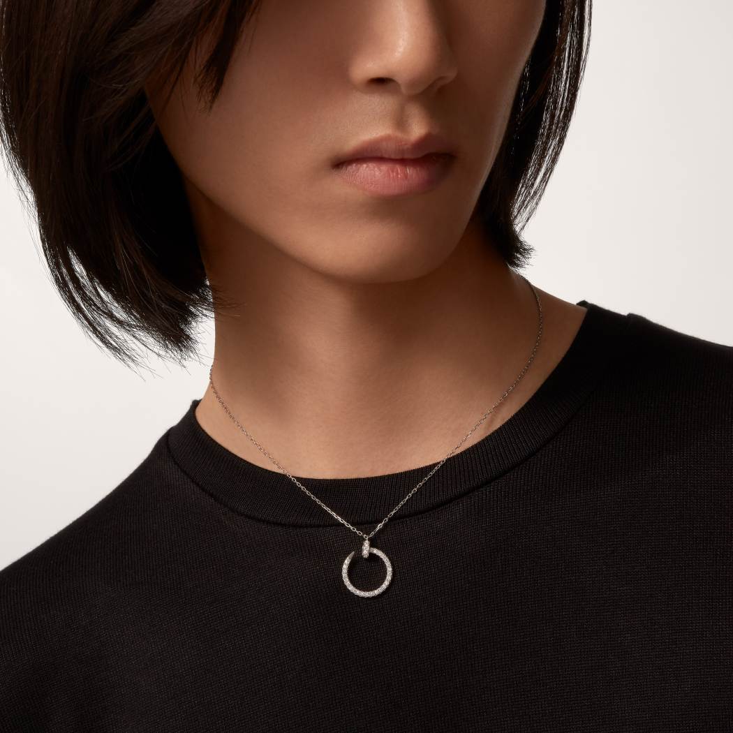 Cartier 18K white gold nail pendant paired with full of diamonds necklace JUSTE UN CLOU