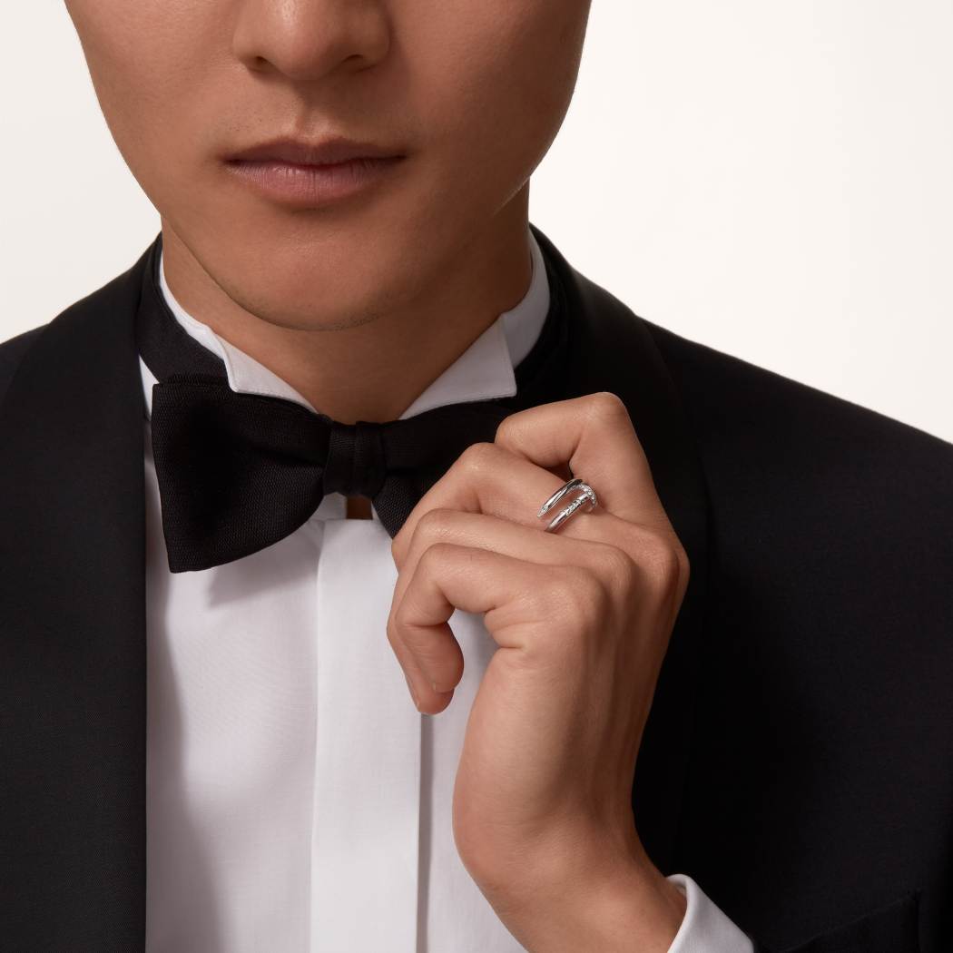 Cartier 18K white gold nail ring with diamonds is available all sizes