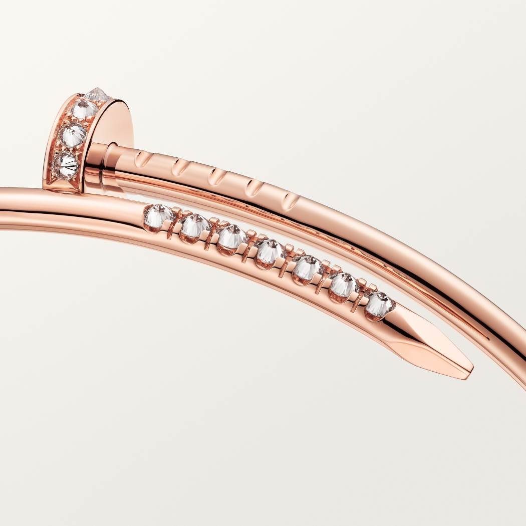 Cartier small nail bracelet rose gold with diamonds on both sides