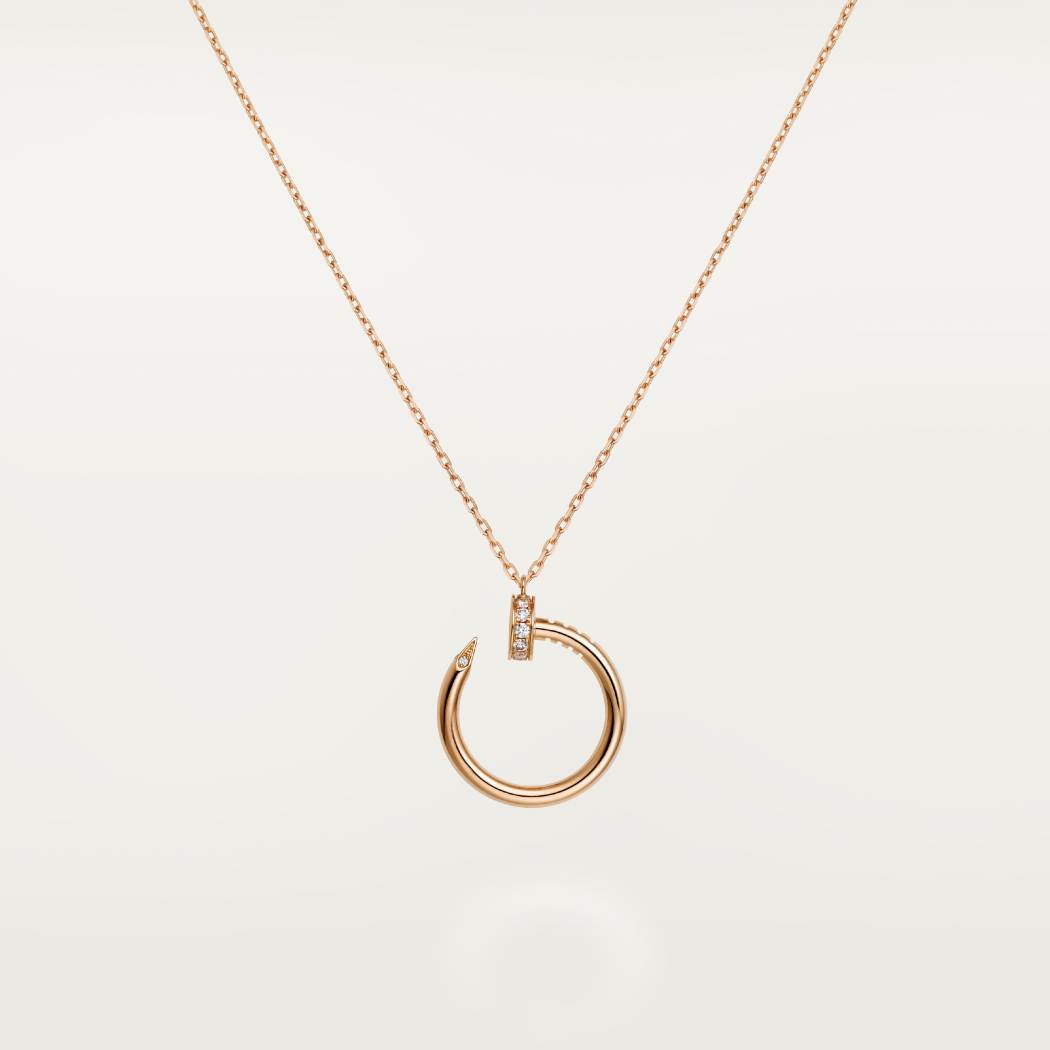 Cartier 18K rose gold nail pendant paired with a little diamond necklace JUSTE UN CLOU